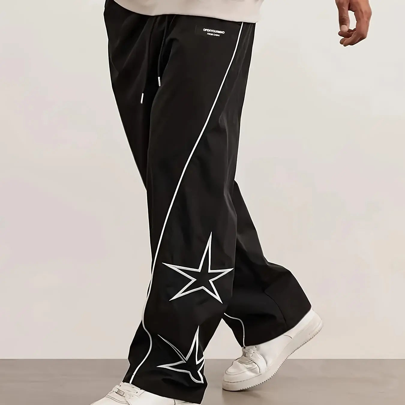 Elevate Your Style with Men's Summer Loose Sports Pants - Lightweight, Comfortable, and Stylish Gray Trousers with Gold Accents